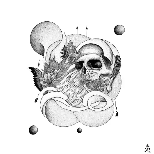 A surreal tattoo combining elements of literature, sleep, art, and music tattoo design idea