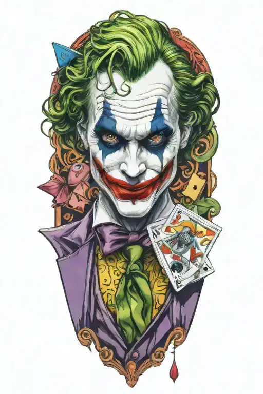 joker with card background tattoo design idea