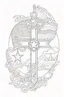 Dallas Texas with a Panamanian flag and Christian cross tattoo design idea