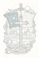 Dallas Texas with a Panamanian flag and Christian cross tattoo design idea