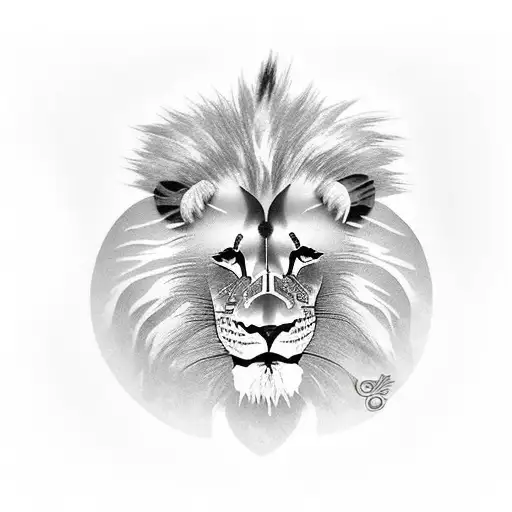 Daniel in lions Den on left thigh  tattoo design idea