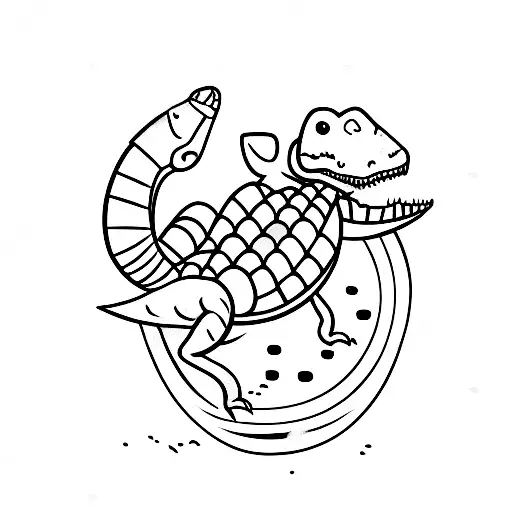 cute and mini dinosaur while eating corn tattoo design idea