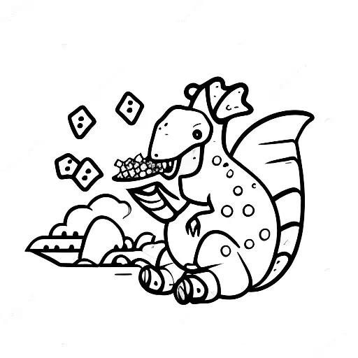 mini dinosaur while eating corn tattoo design idea