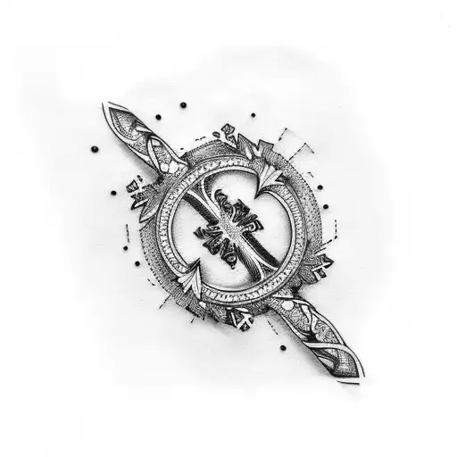 cross with barbed wire  tattoo design idea