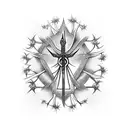 crown of thorns with a cross tattoo design idea