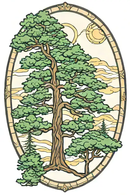 sequoia tree stained glass design inspired tattoo design idea