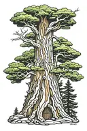 sequoia tree stained glass window design tattoo design idea