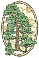 sequoia tree stained glass design inspired tattoo design idea