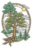 sequoia tree stained glass design inspired tattoo design idea