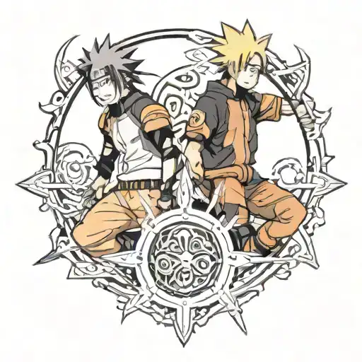 Naruto and sasuke curse mark tattoo design idea