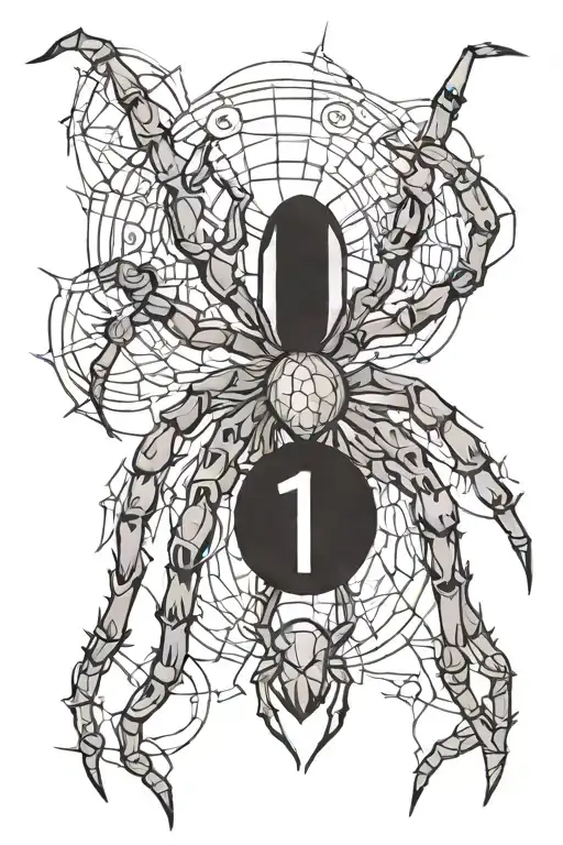 spider with the number 1 on its abdomine tattoo design idea