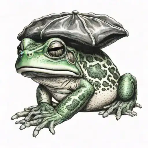 chubby rain frog wearing a water polo cap tattoo design idea