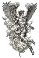 Icarus falling from the clouds floating tattoo design idea