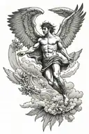 Icarus falling from the clouds floating tattoo design idea