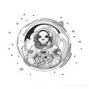 Astronaut sitting on moon next to boombox  tattoo design idea