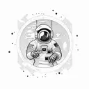 Astronaut sitting on moon next to boombox  tattoo design idea