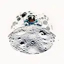 Astronaut sitting on moon next to boombox  tattoo design idea