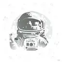 Astronaut sitting on moon next to boombox  tattoo design idea