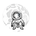 Astronaut sitting on moon next to boombox  tattoo design idea