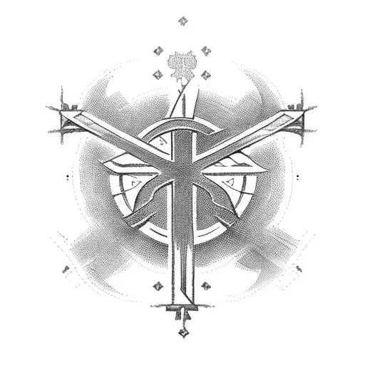 Christian cross , empty tomb represented tattoo design idea