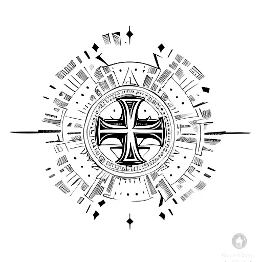 Christian cross , empty tomb represented tattoo design idea