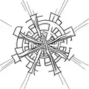 cross with crown of thorns on top, empty tomb represented tattoo design idea