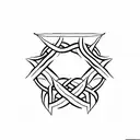 cross with crown of thorns on top, empty tomb represented tattoo design idea