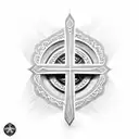 Christian cross , empty tomb represented tattoo design idea