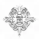 Christian cross , empty tomb represented tattoo design idea