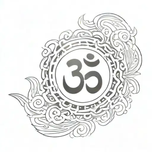 A minimalist and modern interpretation of the Om symbol with clean lines and negative space tattoo design idea
