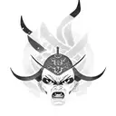 A demon samurai warrior with a woman's face as the mask tattoo design idea
