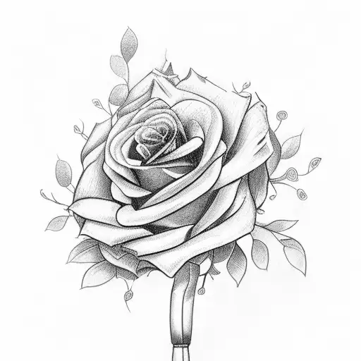 A student's desk adorned with cards and a bouquet of flowers tattoo design idea