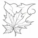 maple leaf with a beret on top hat tattoo design idea