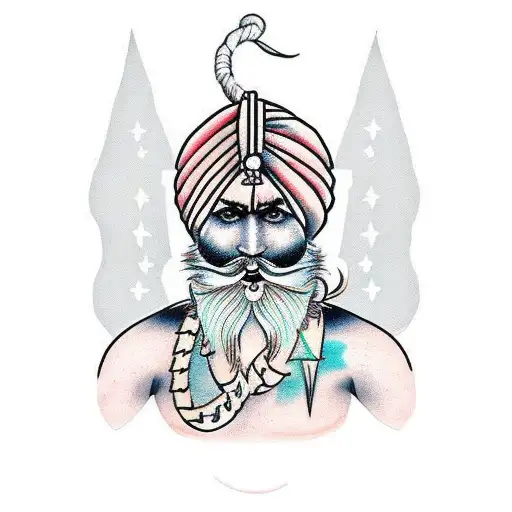 sikh warrior muscular tattoo design idea