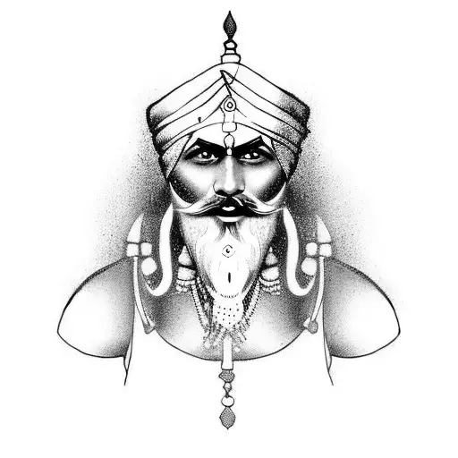 sikh warrior muscular tattoo design idea