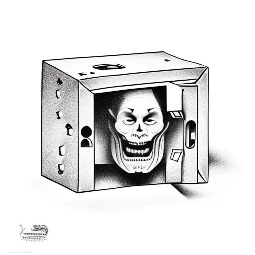 man trapped in a box  tattoo design idea