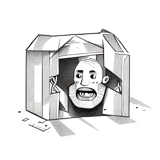 man trapped in a box  tattoo design idea