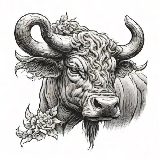 wise bull father taurus tattoo design idea