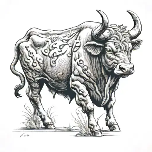 wise bull dad taurus tattoo design idea