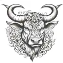 wise bull father taurus tattoo design idea