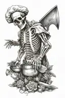 skeleton chef knife tattoo design idea
