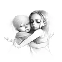 child hugging a ghost tattoo design idea