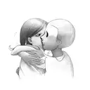 child hugging a ghost tattoo design idea