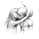 child hugging a ghost tattoo design idea