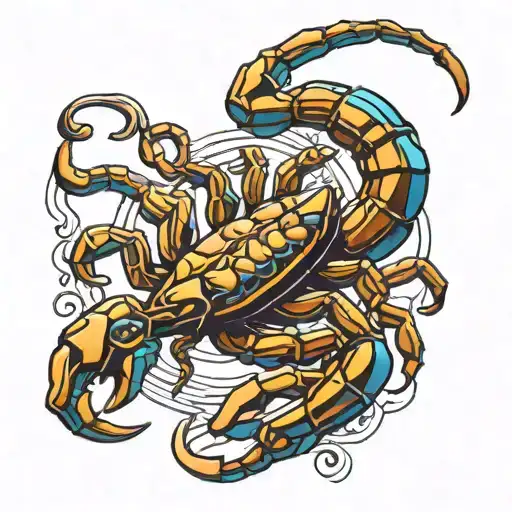leo, scorpion, horoscope symbol tattoo design idea