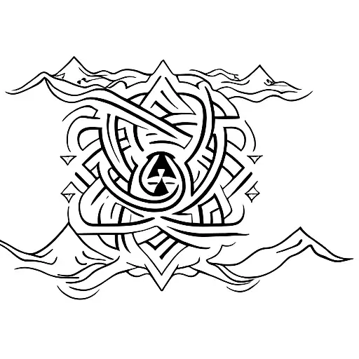 A minimalist tattoo of a Narcotics Anonymous symbol surrounded by ocean waves tattoo design idea
