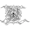 A minimalist tattoo of a Narcotics Anonymous symbol surrounded by ocean waves tattoo design idea