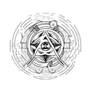 A minimalist tattoo of a Narcotics Anonymous symbol surrounded by ocean waves tattoo design idea