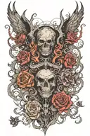 Dark fantasy, mysterious, creepy, inspiring, horror, nasty, confusing, meaningfull tattoo design idea