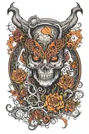 Dark fantasy, mysterious, creepy, inspiring, horror, nasty, confusing, meaningfull tattoo design idea